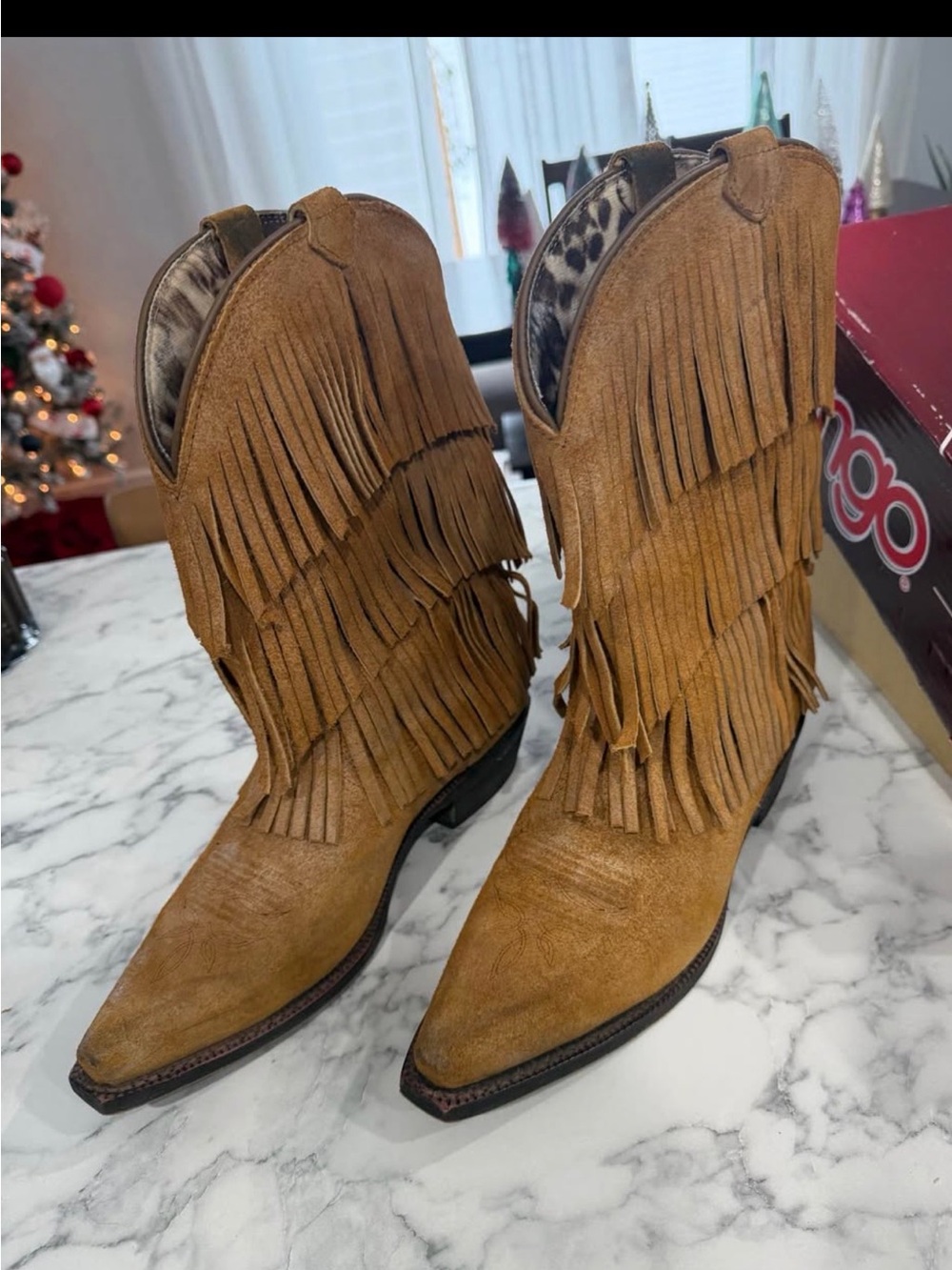 Women’s Brown Suede Fringe Western Boots